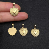 5pcs Flower Side Double Love Hearts Steel Charms Pendant DIY Jewelry Making