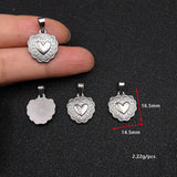 5pcs Flower Side Double Love Hearts Steel Charms Pendant DIY Jewelry Making