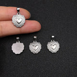 5pcs Flower Side Double Love Hearts Steel Charms Pendant DIY Jewelry Making