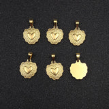 5pcs Flower Side Double Love Hearts Steel Charms Pendant DIY Jewelry Making