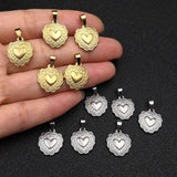 5pcs Flower Side Double Love Hearts Steel Charms Pendant DIY Jewelry Making