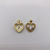 5pcs Rainbow CZ Paved Heart Pendants for Necklace
