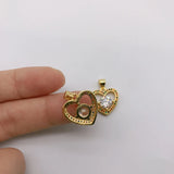 5pcs Rainbow CZ Paved Heart Pendants for Necklace
