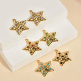 5pcs Plated Crystal Star Pendant Stainless Steel Charms DIY Necklace Earrings