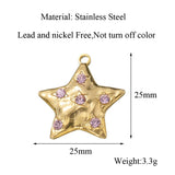 5pcs Plated Crystal Star Pendant Stainless Steel Charms DIY Necklace Earrings