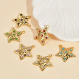 5pcs Plated Crystal Star Pendant Stainless Steel Charms DIY Necklace Earrings