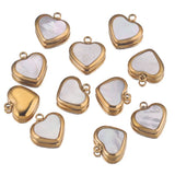 5pcs Heart Charms Pendants with Shell for DIY Jewelry Making