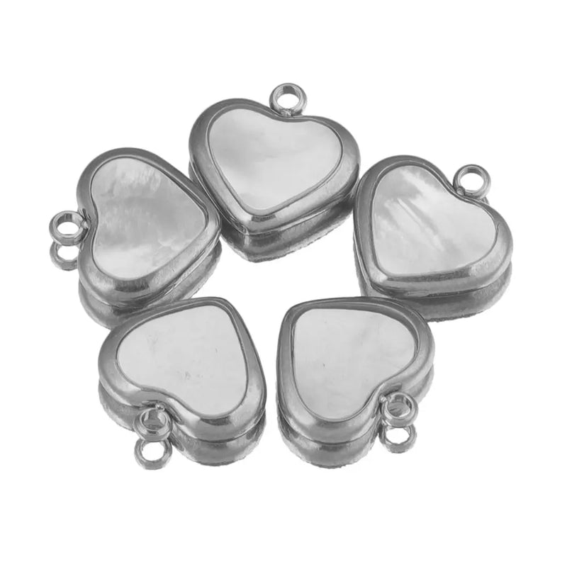 5pcs Heart Charms Pendants with Shell for DIY Jewelry Making