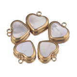 5pcs Heart Charms Pendants with Shell for DIY Jewelry Making