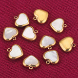 5pcs Heart Charms Pendants with Shell for DIY Jewelry Making