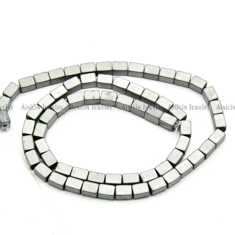 5pcs Silver Coffee Plating 4x6mm Hematite Loose Beads