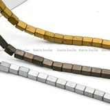 5pcs Silver Coffee Plating 4x6mm Hematite Loose Beads