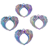 5pcs Rainbow Heart Wing Charms 69x66mm Earring Crafts Pendant