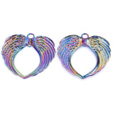 5pcs Rainbow Heart Wing Charms 69x66mm Earring Crafts Pendant
