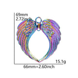 5pcs Rainbow Heart Wing Charms 69x66mm Earring Crafts Pendant