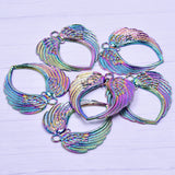 5pcs Rainbow Heart Wing Charms 69x66mm Earring Crafts Pendant