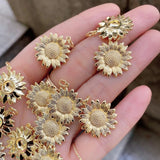 5pcs Double Plated Daisy Flower Charms for Jewelry Making