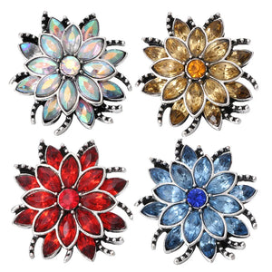 5pcs/lot Colorful Flower Snap Button Rhinestone 18mm DIY Jewelry