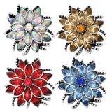 5pcs/lot Colorful Flower Snap Button Rhinestone 18mm DIY Jewelry