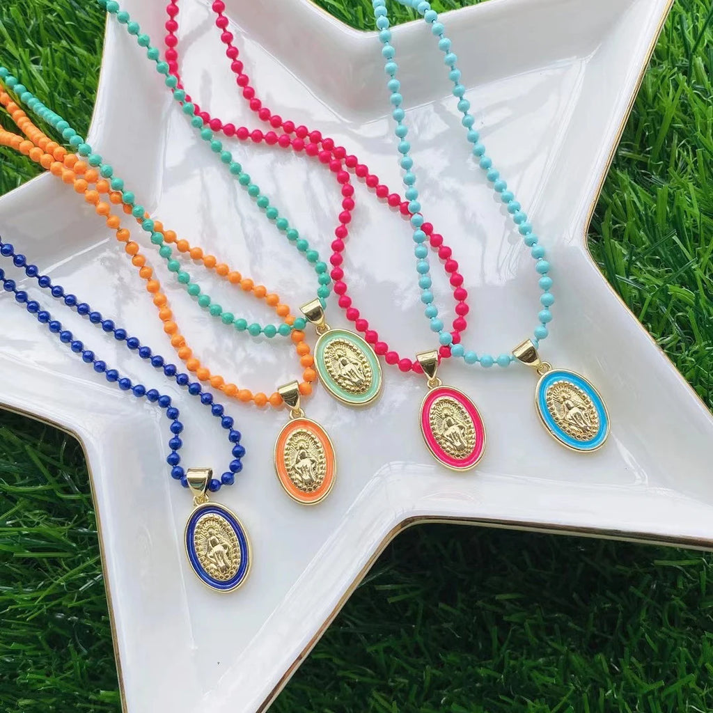 5pcs/lot Enamel Colorful Miracle Milagrosa Pendants