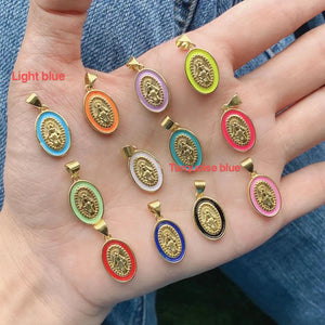 5pcs/lot Enamel Colorful Miracle Milagrosa Pendants