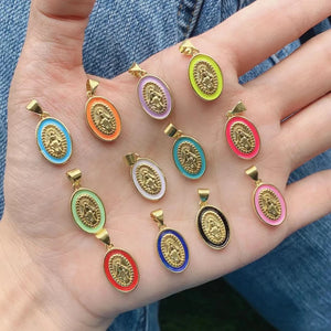 5pcs/lot Enamel Colorful Miracle Milagrosa Pendants