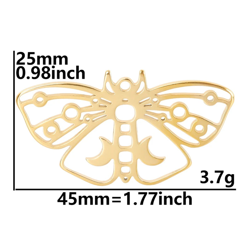 5pcs Stainless Steel Butterfly Charms for Necklaces Pendants