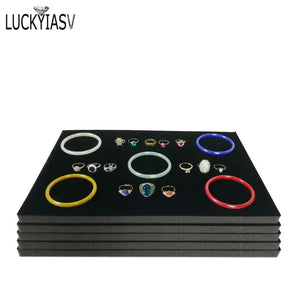 5pcs Velvet Jewelry Tray Inserts, Grey/Black, Rings Bracelet Watch Display