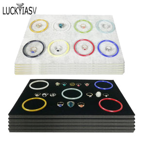 5pcs Velvet Jewelry Tray Inserts, Grey/Black, Rings Bracelet Watch Display