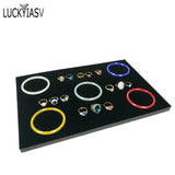 5pcs Velvet Jewelry Tray Inserts, Grey/Black, Rings Bracelet Watch Display