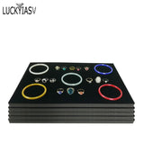 5pcs Velvet Jewelry Tray Inserts, Grey/Black, Rings Bracelet Watch Display