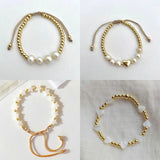 5pcs/lot Shell/Freshwater Pearl Bracelet, Heart/Star Shape Copper Beads Bracelet