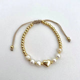 5pcs/lot Shell/Freshwater Pearl Bracelet, Heart/Star Shape Copper Beads Bracelet