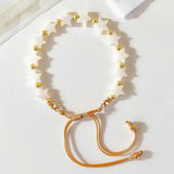 5pcs/lot Shell/Freshwater Pearl Bracelet, Heart/Star Shape Copper Beads Bracelet