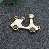 5pcs Lovely Car Jewelry Rhinestone Shell Charms DIY Bracelet Findings