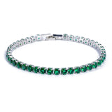 Rose Silver Plated CZ 5mm Tennis Chains Bracelet Women