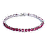 Rose Silver Plated CZ 5mm Tennis Chains Bracelet Women