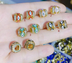 Micro Pave Zirconia Charms Eyes Barrel Beads Pendant Enamel Charms DIY Bracelet