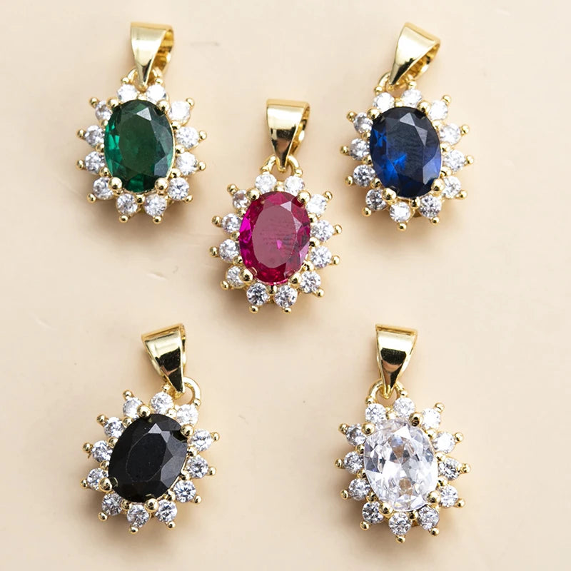 5pcs/lot Mixed Copper Crystal Charms Pendant DIY Necklace Earrings