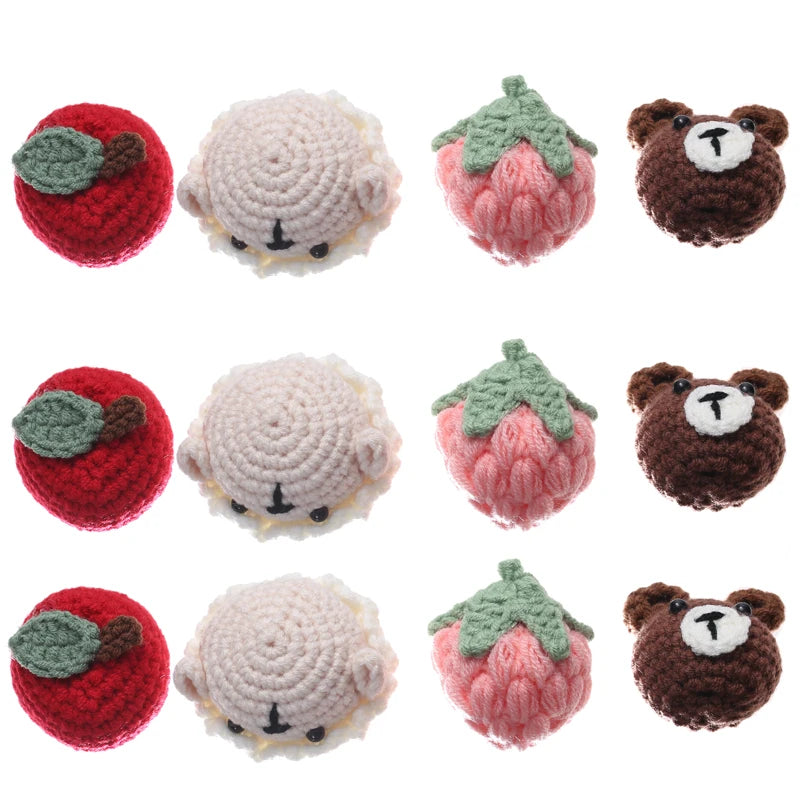 5pcs Mixed Knitted Woolen Animal Charms DIY Keychain Decoration