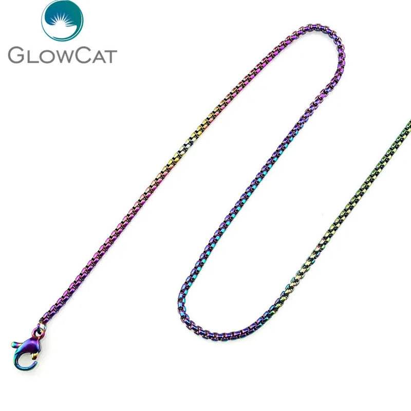 5pcs Rainbow Stainless Steel Chain Necklace Link Jewelry Making