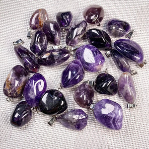 5pcs Natural Amethysts Pendant for DIY Necklace Making