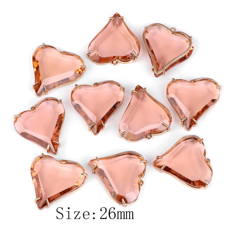 5pcs Natural Colourful Quartz Crystal Pendants 26mm