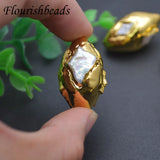 5pcs Natural Freshwater Keshi Pearl Beads Oval Shape DIY Necklace
