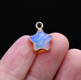 5pcs Natural Stone Faceted Pentagram Agates Tiger Eye Pendant