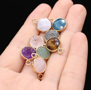 5pcs Natural Stone Labradorite Amethyst Pendant DIY Jewelry Necklace