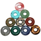 5pcs Natural Stone Donut Charm Pendant Beads Jewelry Making DIY 18mm