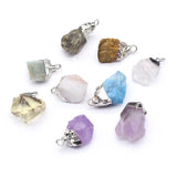 5pcs Rough Quartz Crystal Stone Charms for DIY Jewelry Making