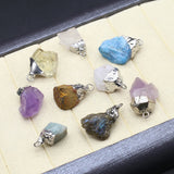 5pcs Rough Quartz Crystal Stone Charms for DIY Jewelry Making