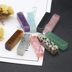 5pcs Natural Stone Pendant Rectangle Obsidian Amazonite Charm 25x6mm